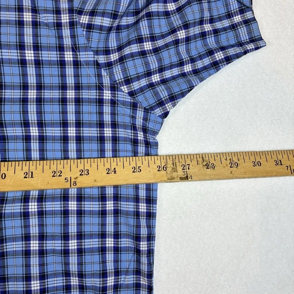 Polo Ralph Lauren Blake Short Sleeve Plaid Button Down Shirt Men's L Blue pony